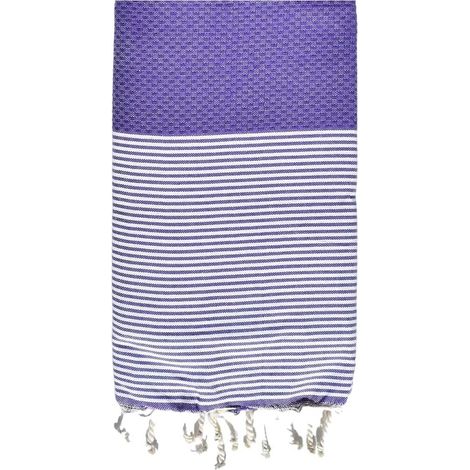 Serviette de plage, Fouta absorbante nid d’abeille coton 100 x 200 cm, 100% coton, coloris violet (1/4)