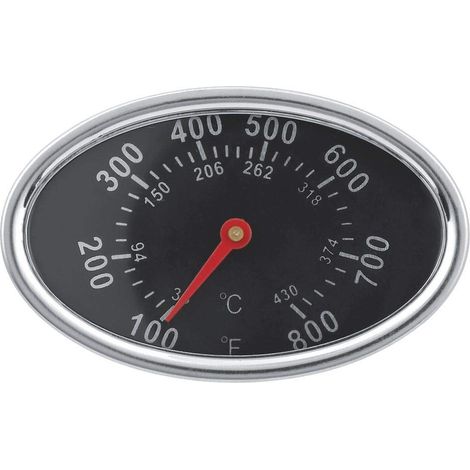 Jeffergarden Thermomètre de gril en acier inoxydable, ovale Thermomètre bimétallique 430°C (1/5)