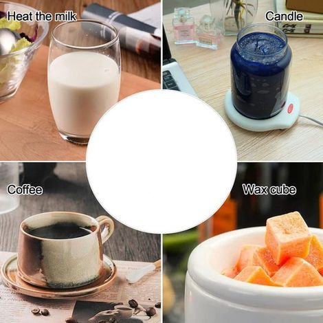 Calentador de tazas de escritorio blanco, Calentador eléctrico de bebidas con control automático de temperatura (1/5)