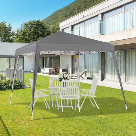 Gazebo da giardino pop-up Outsunny 3x3 m, struttura in acciaio pieghevole, poliestere impermeabile, resistente ai raggi UV, con borsa per il trasporto, grigio.