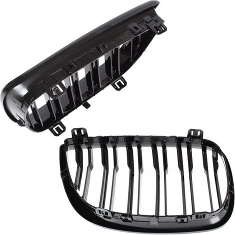 Griglia per fanali BMW Serie 1 E81-88 04-07 Nera Lucida Doppio Telaio (1/3)