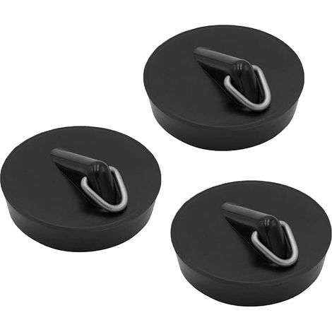 SHINING HOUSE Lot de 3 bouchons de lavabo universels noirs, bouchon d'évier de cuisine, bouchon de bain, bouchon pour canalisation de lavabo, bouchon universel de cuisine, baignoire, diamètre 43 à 50 