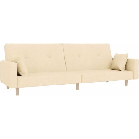 Canapé-lit，Canapé convertible à 2 places avec deux oreillers crème tissu CFW93316 (1/5)