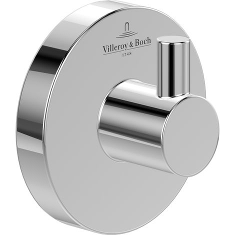 Villeroy & Boch - Gancio portasciugamani da parete rotondo in zinco cromato per bagno (54 x 32 x 54 mm) (1/2)