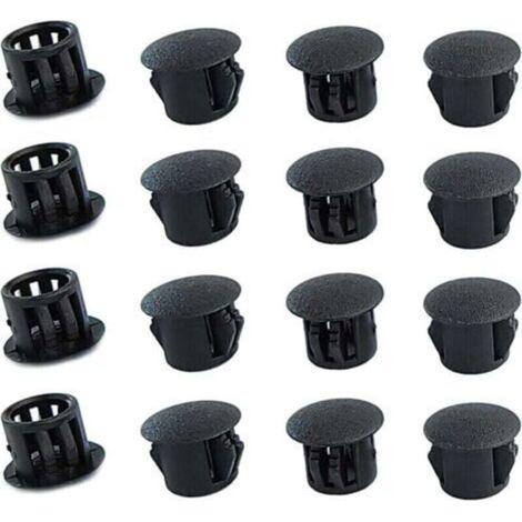 Bouchons ronds en plastique (noirs, 8mm), 20 pièces, couvercles de trous de meubles, couvercles de trous en plastique, bouchons de perçage pour serrures de trous de meubles (1/4)