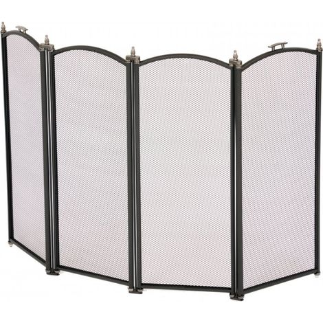 Oypla Heavy Duty Steel 4 Panel Fire Screen Spark Guard