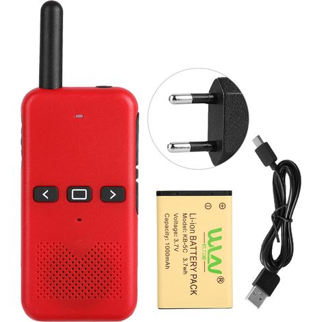 Talkie-walkie professionnel sans fil étanche portable, radio bidirectionnelle avec chargeur 110-240V, couleur rouge, prise EU. (1/5)