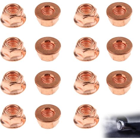 Lot de 15 écrous d'échappement M8 hexagonaux, M8 x 1,25 CU SW13, écrous hexagonaux en cuivre autobloquants, écrous de collecteur en cuivre, boulons de tête d'échappement pour E30 (1/5)