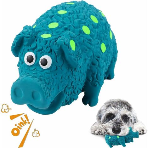 Brosse à dents interactive pour cochon, adaptée aux animaux de petite et moyenne taille.Bleu, pois (1/5)