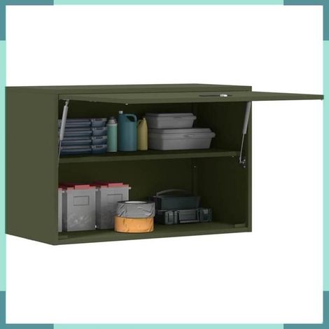 Armoire murale pour garage - 883267 - Vert olive - Acier revêtu de poudre - 80 x 40 x 53 cm (1/5)