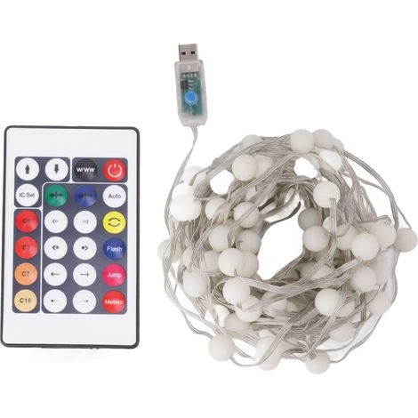 Ortviai Guirlande Lumineuse à Boules LED 100 Lumières, 16 Couleurs, Alimentée par USB avec Télécommande pour Décoration Intérieure (1/5)