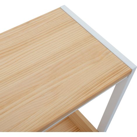 Consola iCub con bandeja 100x32x75cm Blanca en madera maciza de pino acabado natural estilo nórdico industrial Box Furniture