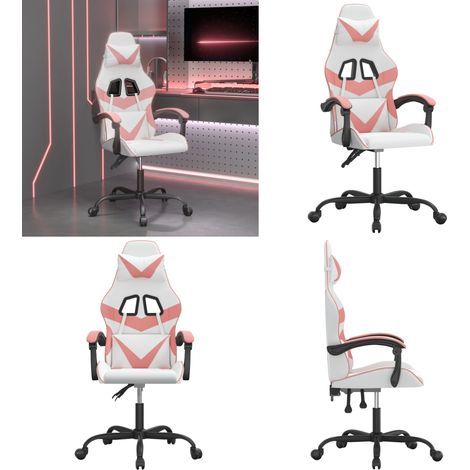 vidaXL Chaise de jeu pivotante Blanc et rose Similicuir (1/5)