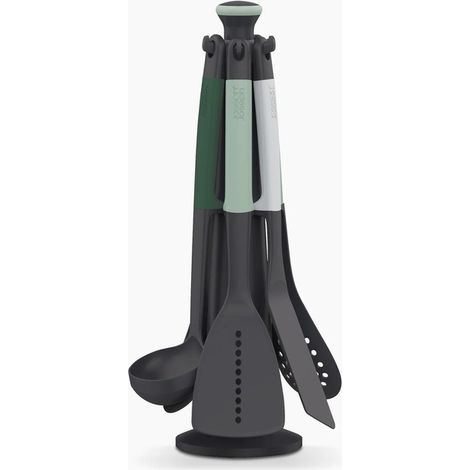 Elevate  6 pezzi de set de utensili verdi Joseph Joseph Elevate de 6 pezzi, utensili da cucina ergonomici con tecnologia Elevate per igiene e conservazione efficiente. (1/4)