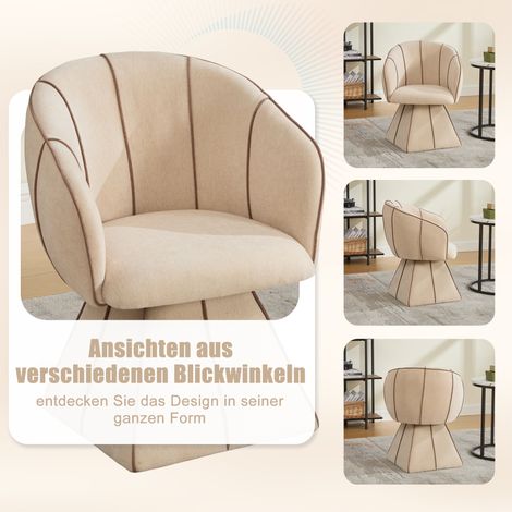 Fauteuil de bureau pivotant en tissu chenille, ergonomique à dossier haut, pour adulte et ado, parfait pour chambre ou salon (couleur chameau). (1/5)