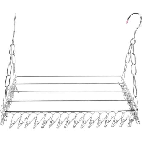 Etendoir Chaussette, Cintre de séchage en Acier Inoxydable avec 36 Clips à L’épreuve du Vent Étendoir à Linge à Suspendre pour Chaussettes, sous-vêtements, Vêtements,Serviettes (36 Clip) (1/5)