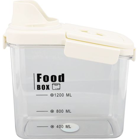 Récipient de stockage de céréales avec bec verseur, poignée ergonomique, couvercle, minuterie, hermétique, résistant à l'humidité, bac à riz en plastique pour farine, haricots, aliments pour animaux d (1/5)