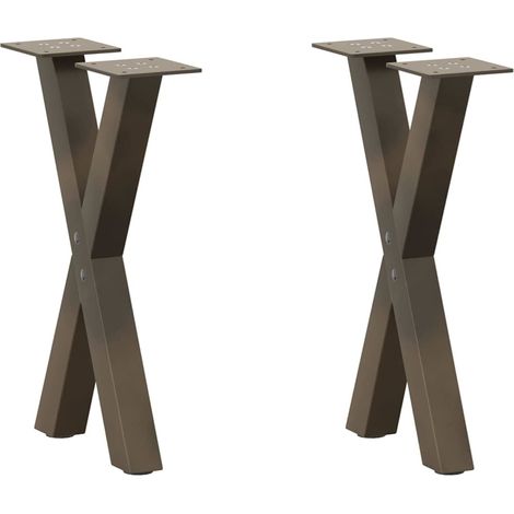 Couchtischbeine X-Form 2 Stk. Naturstahl 38x(42-43) cm Stahl