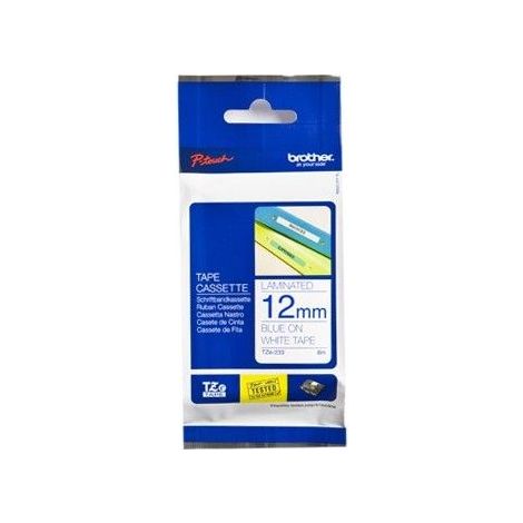 BROTHER Cinta laminada blanco/azul 12mm (1/5)