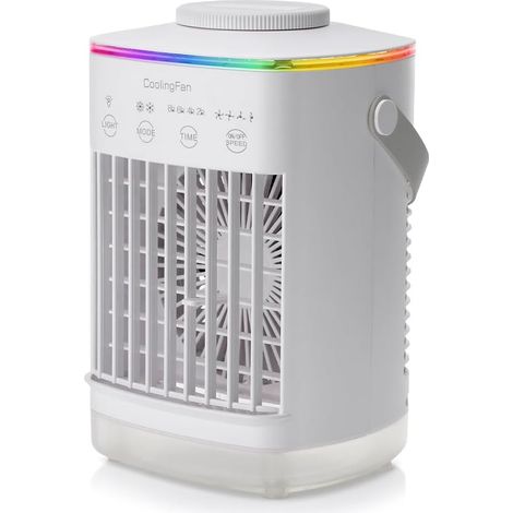 White 700ML four speed adjustment colorful atmosphere light cooler water tank mini conditioner fan (1/5)