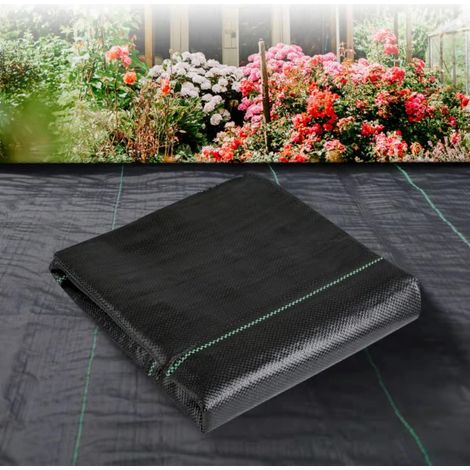 Tela geotextil resistente a las malas hierbas de 90 cm x 15 m para paisajismo - Tela geotextil de alta resistencia - Cubierta de suelo que bloquea las malas hierbas - Jardín - 90 cm (1/5)