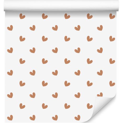 Herztapete Weiß, Creme, Beige und Pfirsich 50x1000 cm (1/5)