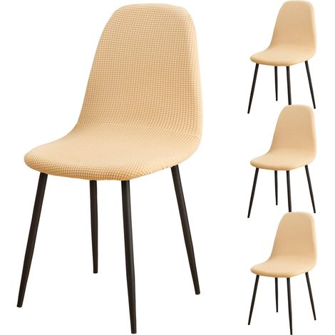 Set of 4 modern and retro jacquard dining chair covers for kitchen, living room, dining room, bar, cafe - Beige (1/5)