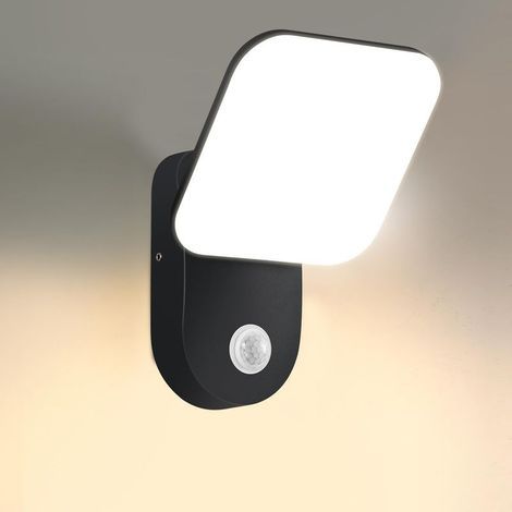 Applique Murale Extérieure 12W Avec Détecteur de Mouvement, 3000K Blanc Chaud Lumière 1500LM, Étanche IP65 Éclairage mural avec Panneau LED Pivotant à 350° pour Maison, Porche, Garage (1/5)