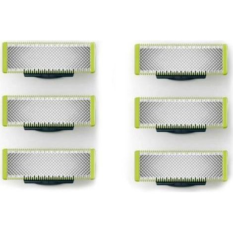 Applicable à OneBlade - Lames de rechange, pour rasoir/tondeuse électrique OneBlade, acier inoxydable robuste, taille, stylisation et rasage, lot de 6-Chrom (1/5)