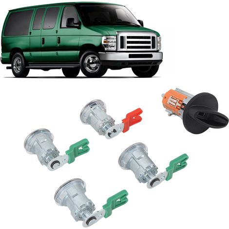 Zündschlosszylinder mit 4-teiligem Türschlosszylinder und 2 Schlüsseln, kompatibel mit Ford Econoline E-150/E-250/E-350 Transportern (1997-2020) 703369 (1/5)