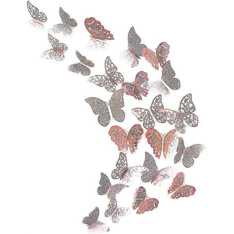 Stickers muraux papillons or rose, papillons 3D, décoration murale à faire soi-même, stickers muraux repositionnables pour salon, chambre de bébé (1/3)