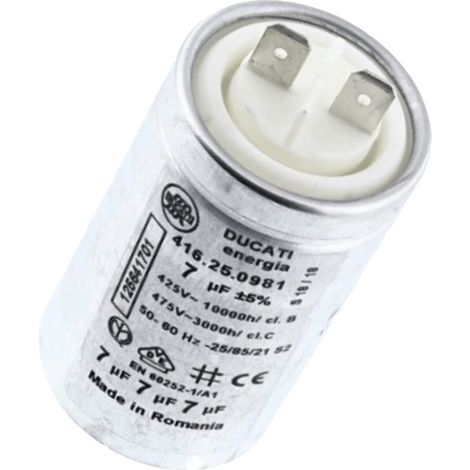 Ersatzteil - Anlaufkondensator 7 uf -  - INDESIT, AEG, ELECTROLUX, CANDY, HOOVER, FAURE, ARISTON HOTPOINT, ARTHUR MARTIN ELECTROLUX, ZANUSSI, WHIRLPOOL, ZEROWATT, CREDA, ROSIERES, IBERNA, TERZISMO, JE
