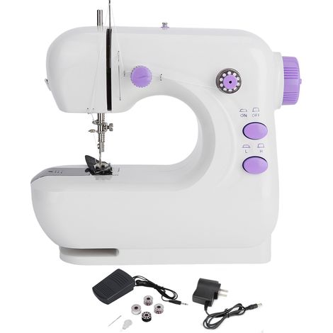 Machine à coudre électrique 306A violette, mini brodeuse domestique avec volant manuel, prise US 100-240V, outil de couture portable pour la maison (1/5)