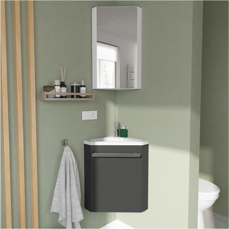 Set lavabo angolare sospeso SKINO con rubinetto e mobile angolare