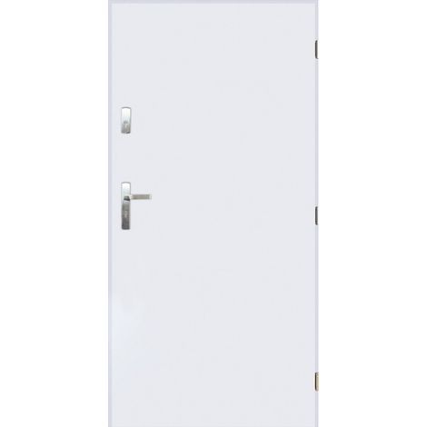 Porte d'entrée TANGO blanc en acier inoxydable en 80 ou 90 cm - Poignée et serrure : Sans - Poussant: Droit - Dimensions: 90 cm