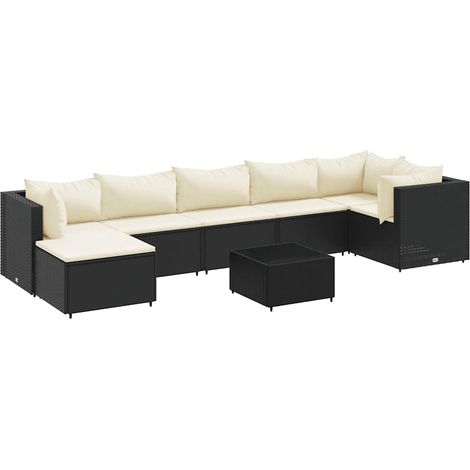 Maison Exclusive - 8-tlg. Garten-Lounge-Set mit Kissen Schwarz Po