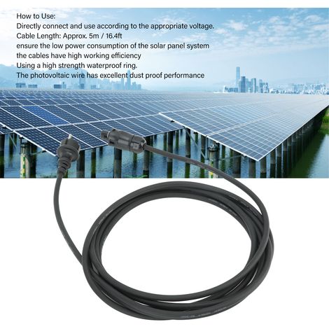 Câble solaire 1.5mm² câble onduleur AC 5m prise EU 220V étanche pour système photovoltaïque (1/5)