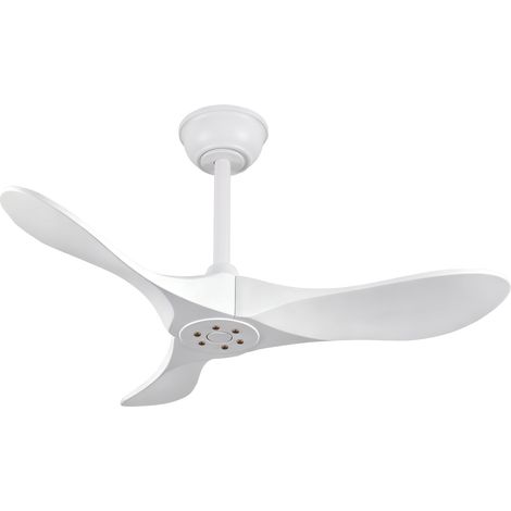 Ventilador de techo blanco de 36 pulgadas con 3 aspas de madera, sin luz, mando a distancia (1/5)