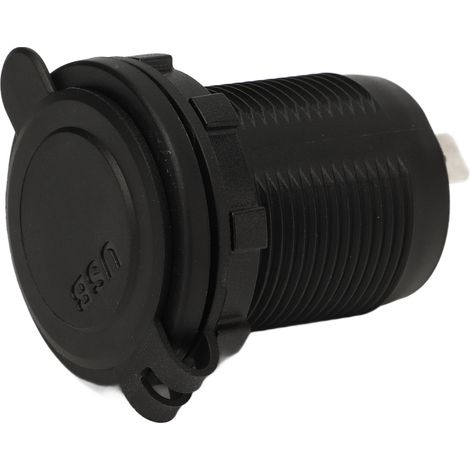 Wasserdichter USB-Autolader (IP40) mit blauer Kontrollleuchte und schwarzem Gehäuse, feuerbeständig nach UL94-V0-Standard, kompatibel mit iOS und Android, für Autos und Boote (1/5)
