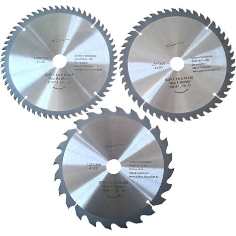 TrendLine Kreissägeblatt-Set Ø 250 mm Bohrung Ø 30 mm 3-teilig Kreissägeblatt