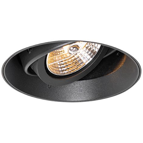 QAZQA Moderno Foco empotrable moderno negro GU10 AR70 redondo sin marco - Oneon Aluminio Redonda Adecuado para LED Max. 1 x 50 Watt