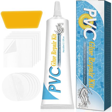 Kit Reparation Piscine, Kit Reparation Spa Gonflable, Rustine Piscines, Reparation Liner Piscine, Transparente Kit Reparation Piscine Colle PVC pour Bouées, Produits gonflables, Matelas et Bateaux (1/5)