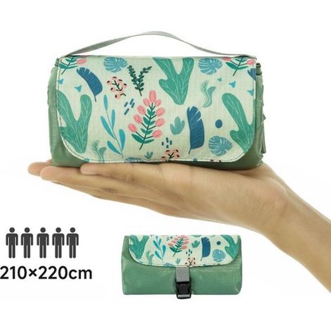 Manta de picnic, Impermeable, ultraligera y compacta, Manta verde para exteriores, acampadas, playa y senderismo, verde oscuro, 150 x 210 cm (1/5)