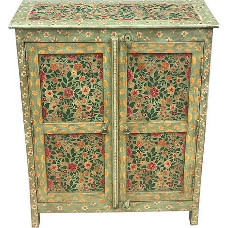 Mobiletto credenza compatta decori floreali etnici multicolor Frida