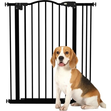 Adjustable Black Metal Pet Safety Gate for Dogs,Folding Fence 74-87cm,Ideal for Home Use (1/5)