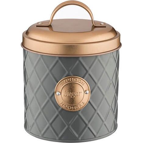 Typhoon Living Lid Sugar Storage Tin - Stainless-Steel, Grey/Copper (1/4)