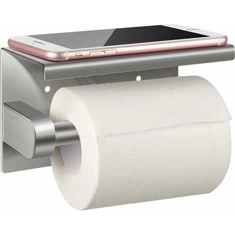 Porte Papier Toilette, Porte Rouleau Papier toilettes sans percage Derouleur Papier WC mural, Acier Inoxydable 304, Adhésif 3 M Autocollant (1/5)