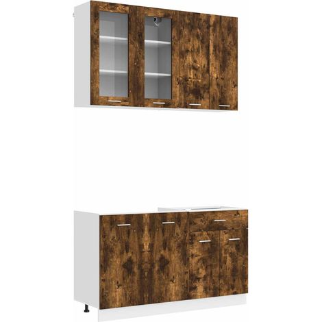 Kitchen Unit LYON 4 pcs Smoked Oak Engineered Wood vidaXL