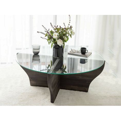 Dmora - Wohnzimmertisch Dborrell, Niedriger Wohnzimmertisch, Kaffeeregal, Couchtisch für Sofa, 92x92h36 cm, Anthrazit (1/5)