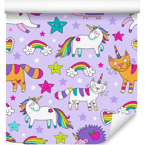 Papel pintado de animales y unicornios coloridos para salón y dormitorio, 50x1000 cm (1/5)